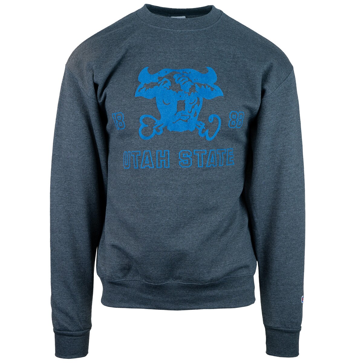Champion utah state retro bull ash grey unisex crewneck sweatshirt